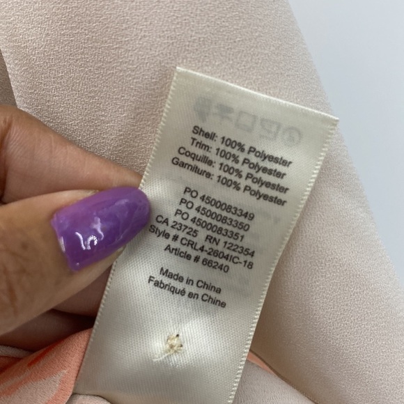 Wilfred Pink peach Floral Blouse cropped flowy sleeve lightweight date Night - Picture 5 of 6